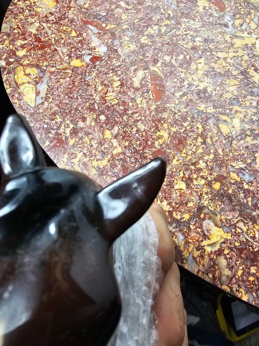 Duży piękny ceramiczny koń rasy Clydesdale 25 cm klejone ucho