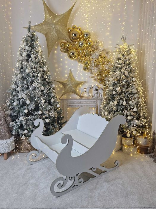 Trenó Natal branco em madeira vendo/alugo
