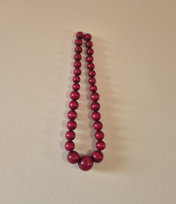 drewniane korale góralskie czerwone