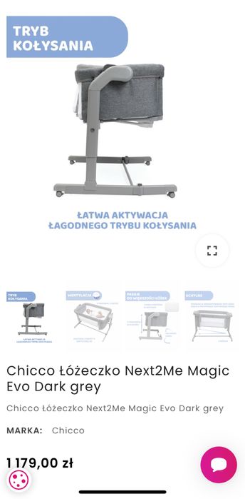 Łóżeczko Chicco Next2Me Magic Evo grey