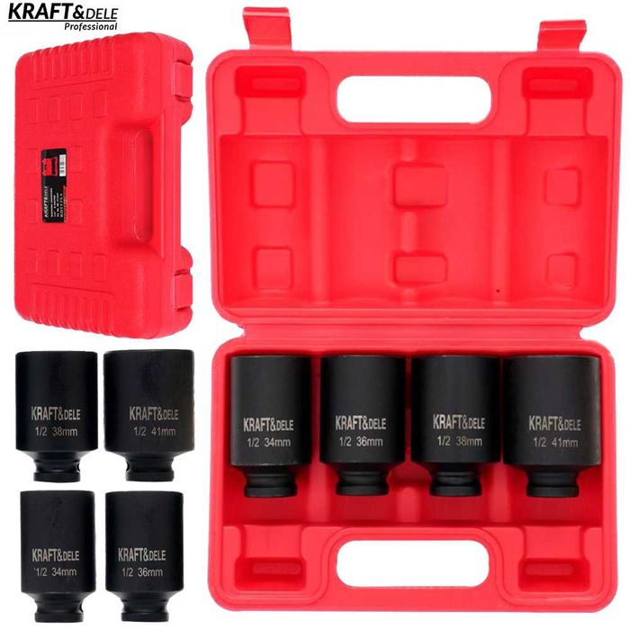 KRAFT&DELE Klucze Nasadowe Nasadki Udarowe 6-kątne 1/2'' 4szt KD11753
