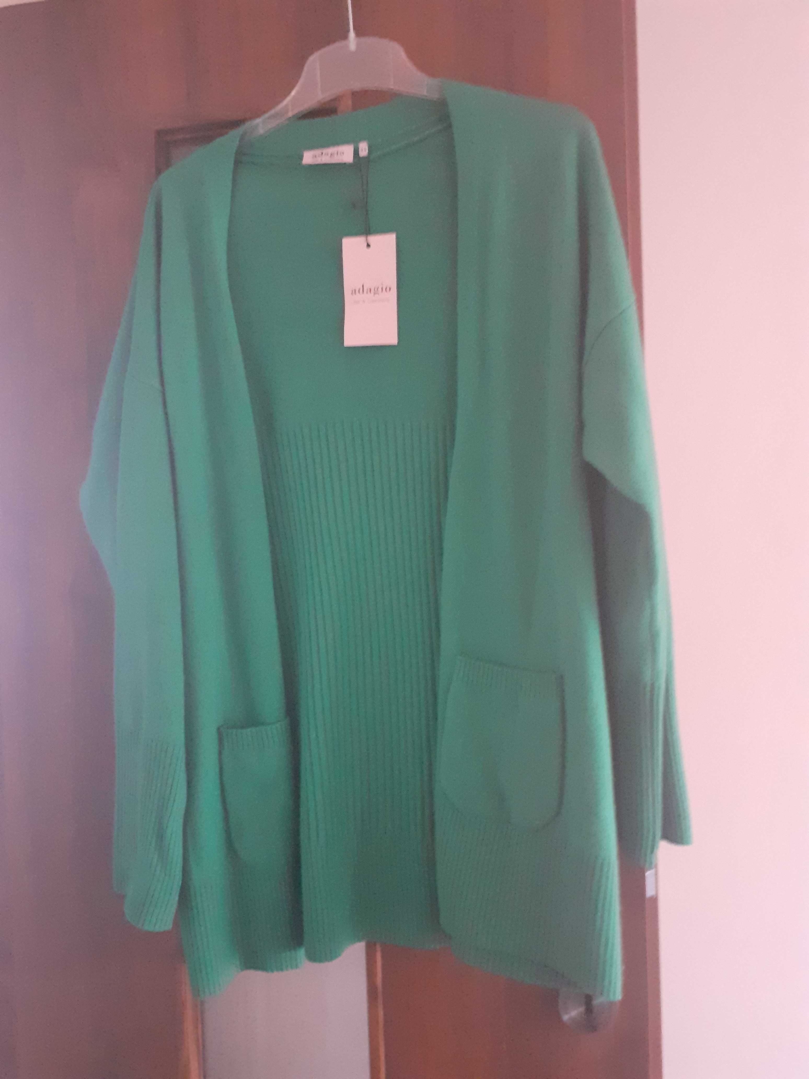 Sweter kaszmirowy zielony 44