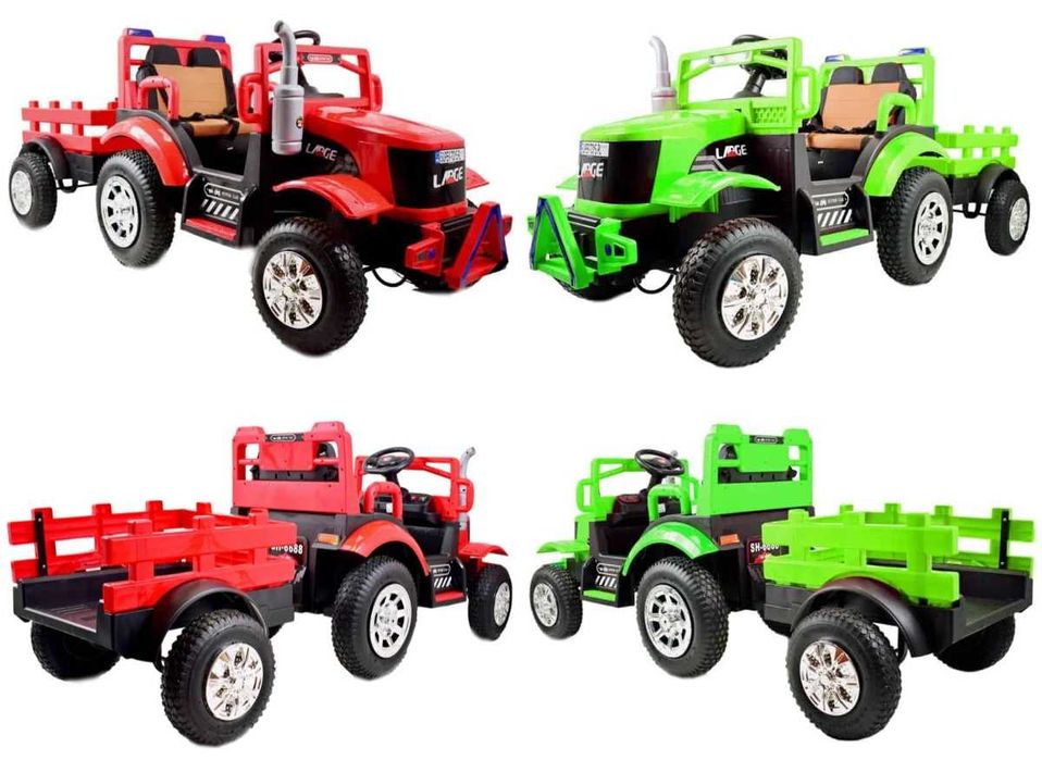 MEGA Traktor dla dziecka Auto na akumulator z PRZYCZEPĄ Bujak Pilot