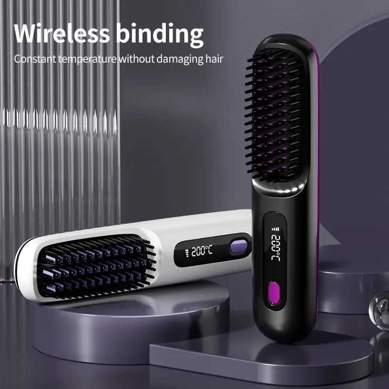 Escova alisadora cabelo. Portátil. USB. 3 níveis temperatura. Novo.