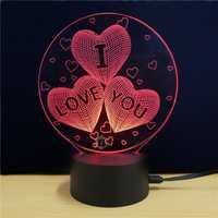Lâmpada LED 3D "I LOVE YOU"