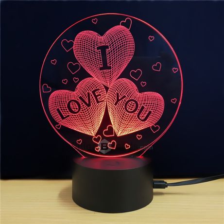 Lâmpada LED 3D "I LOVE YOU"