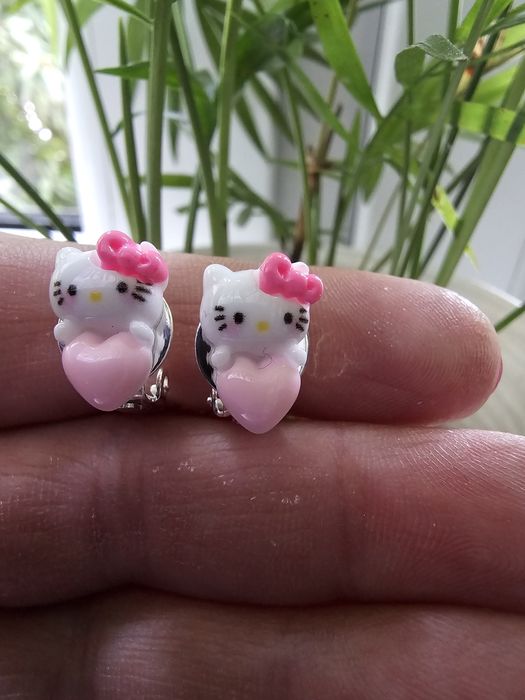 Klipsy dla dziewczynki Hello Kitty handmade