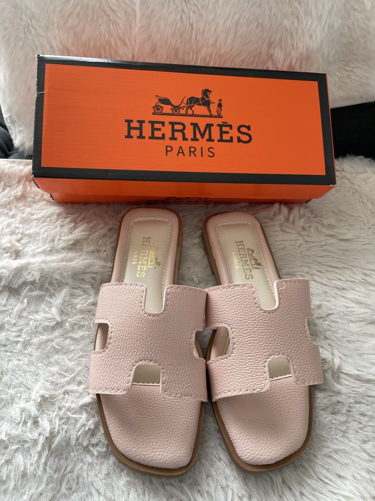 Klapki Hermes beżowe 37 NOWE