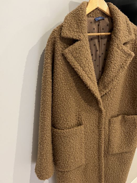 Еко шубка тедді шоколадного кольору, пальто