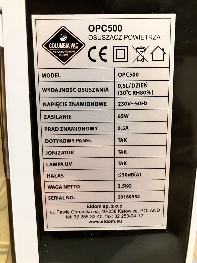 Osuszacz Columbia Vac OPC 500