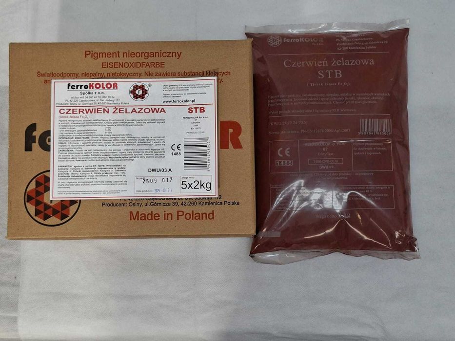 Pigment Barwnik Farba do betonu CZERWIEŃ ŻELAZOWA STB (5x2kg) 10 kg