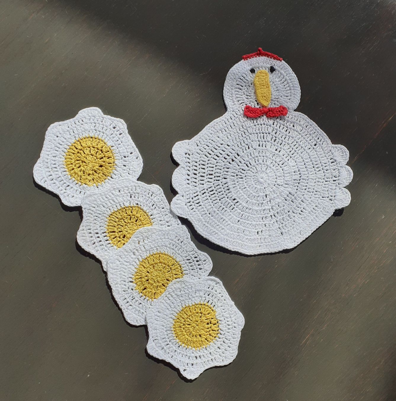 Komplet podkładek wielkanocnych na szydełku hand made