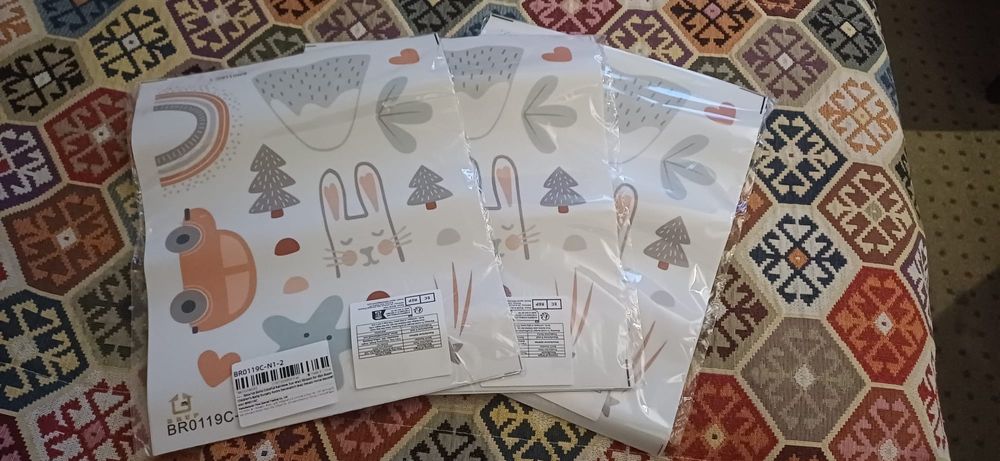 Conjunto 9 folhas com autocolantes para decoração de parede de quarto