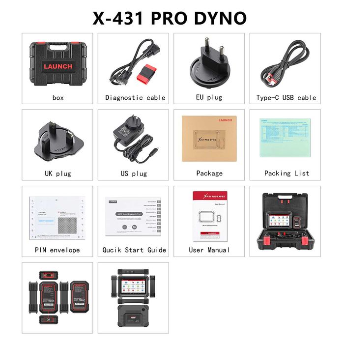 Launch X431 PRO DYNO HD Maq Diagnostico Ligeiros + Pesados (NOVO)
