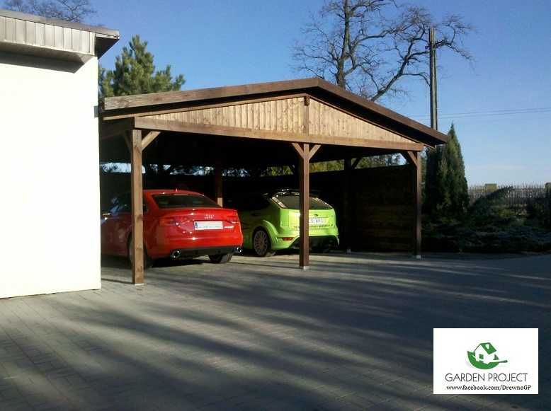 wiata carport2 z dachem dwu spadowym na dwa auta