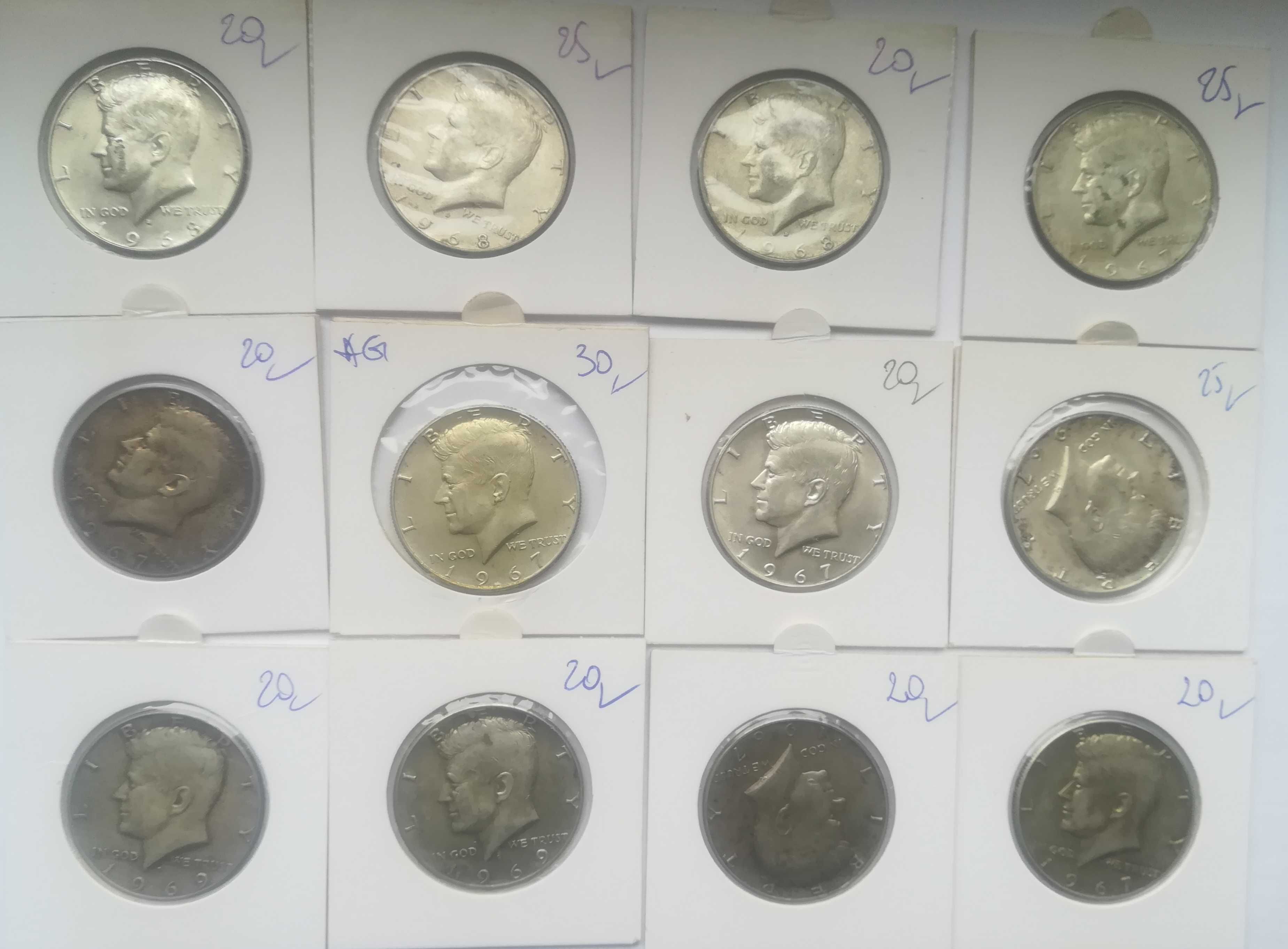 Monety srebrne half pół dolara 1967-69 zestaw 12 sztuk srebro ag nr 5