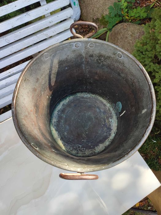 Miedziany kocioł gar sagan sygnowany Czajkowski Hrubieszów