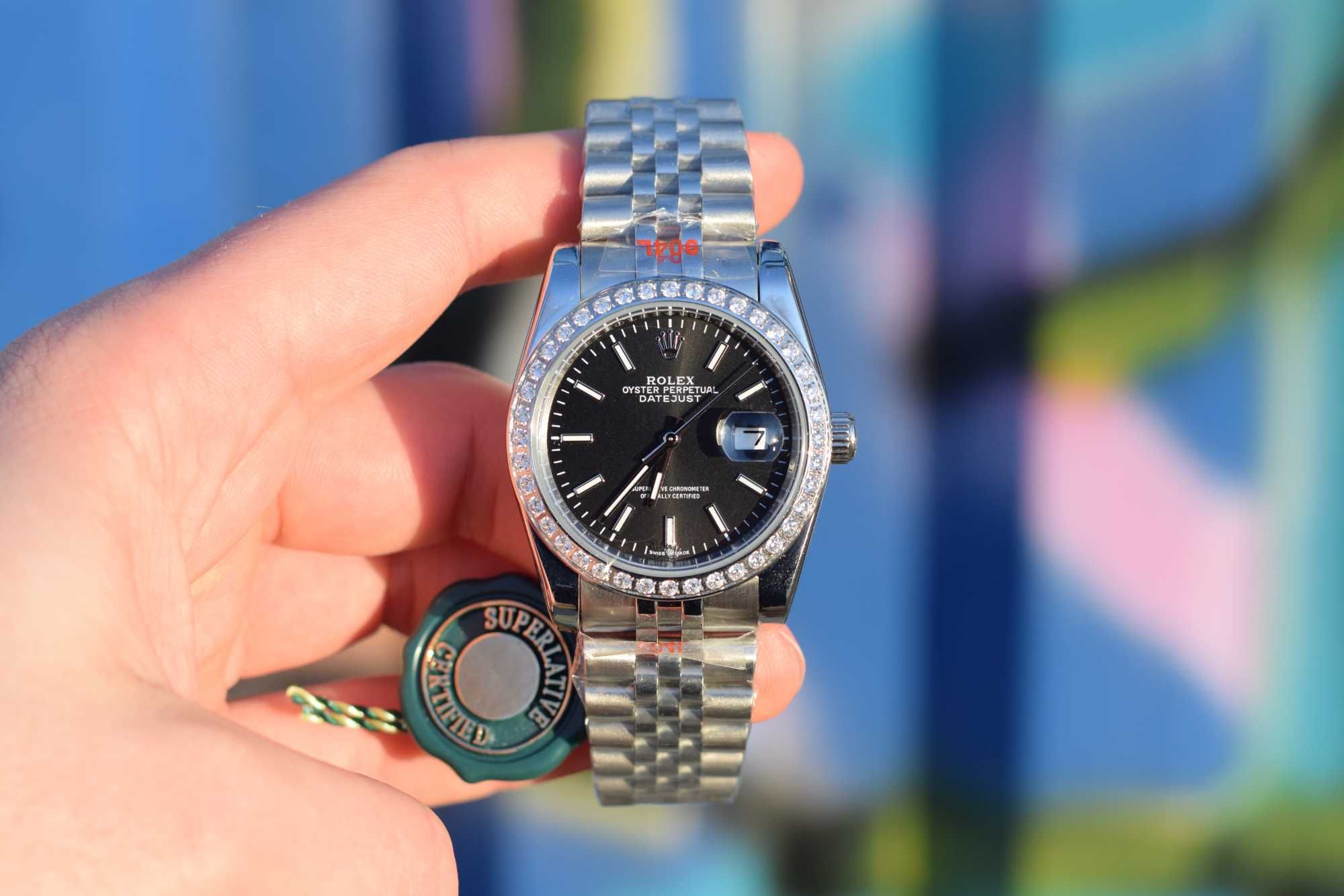 Женские часы Rolex Datejust 36 mm Silver-Black Ролекс