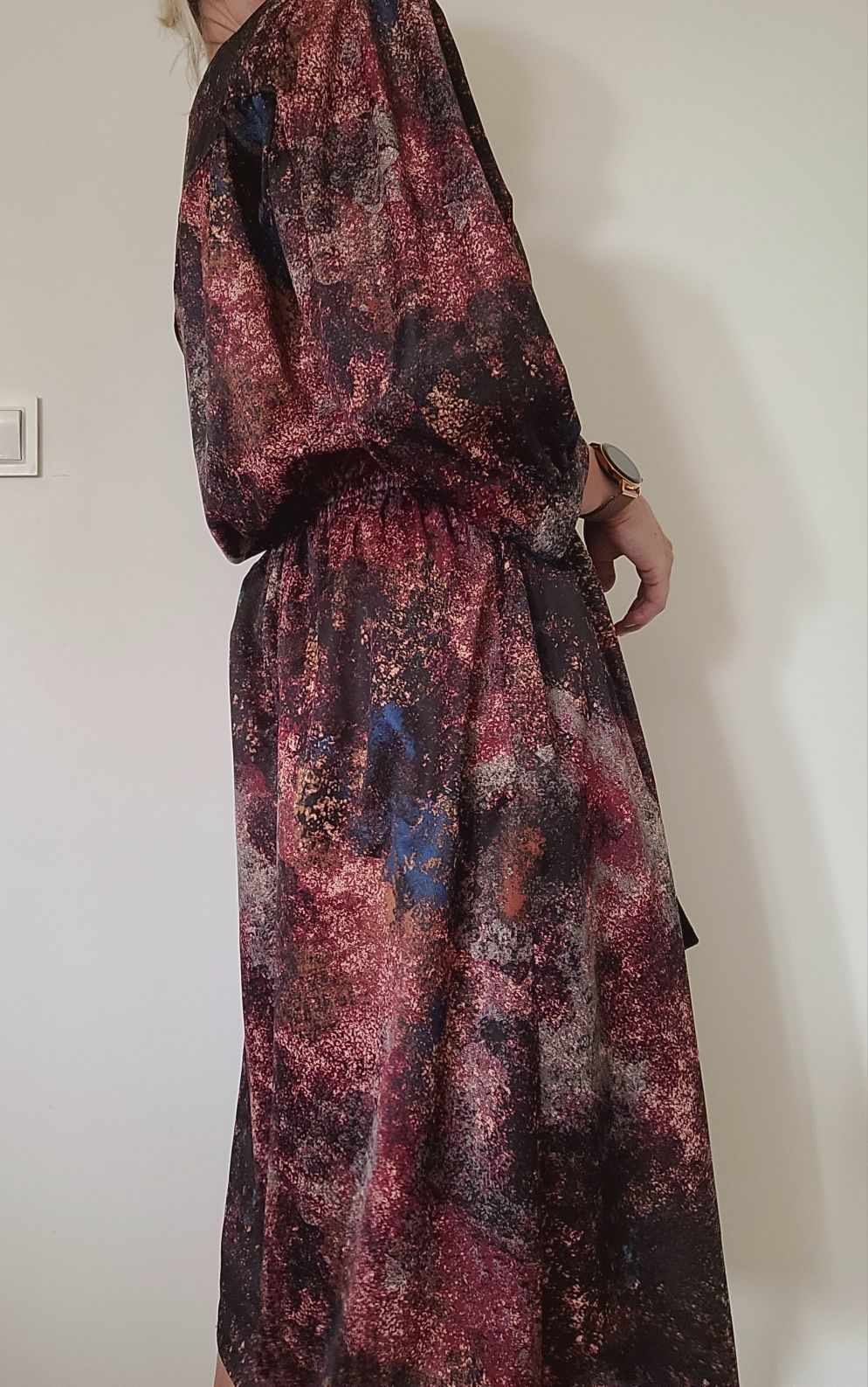 Piękna długa kolorowa sukienka oversize boho handmade