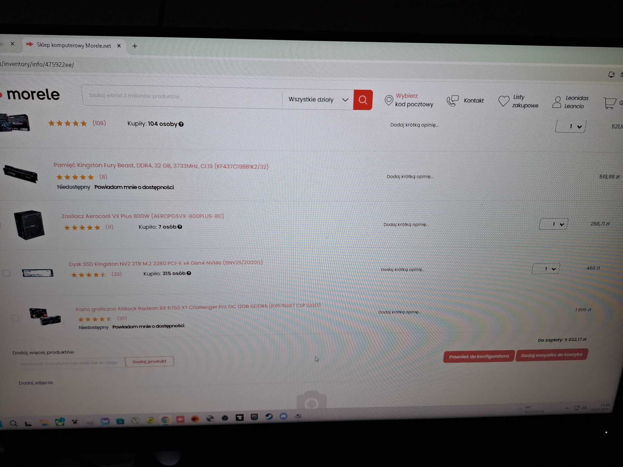 Komputer gamingowy + monitor