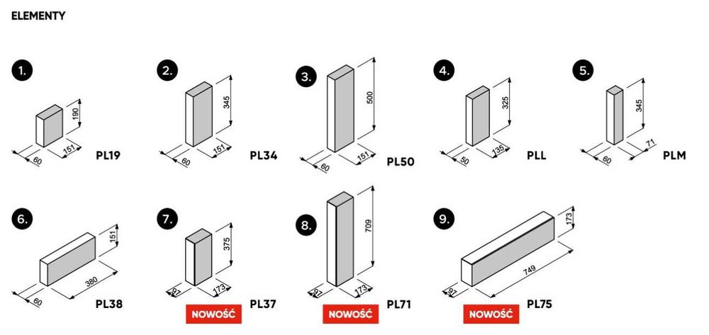 Palisada betonowa łupana JONIEC STONE PL71  wysokość 71cm !!