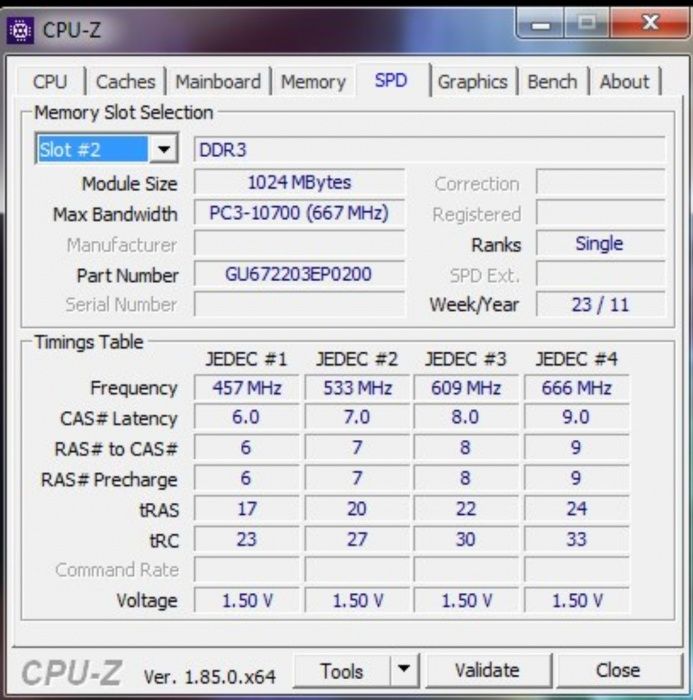 2 планки по 1GB SODIMM DDR3-1333