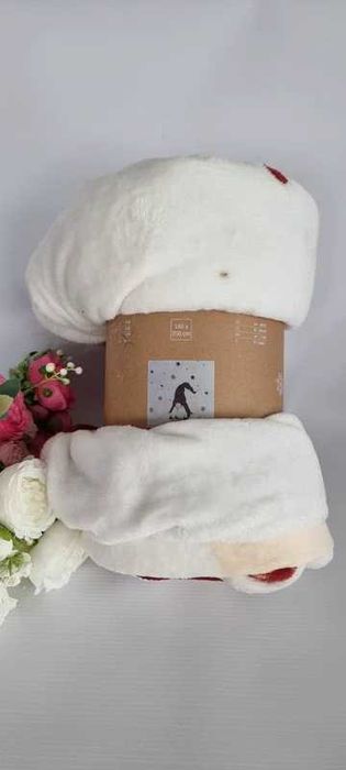 Koc świąteczny kratka skrzat 140x200