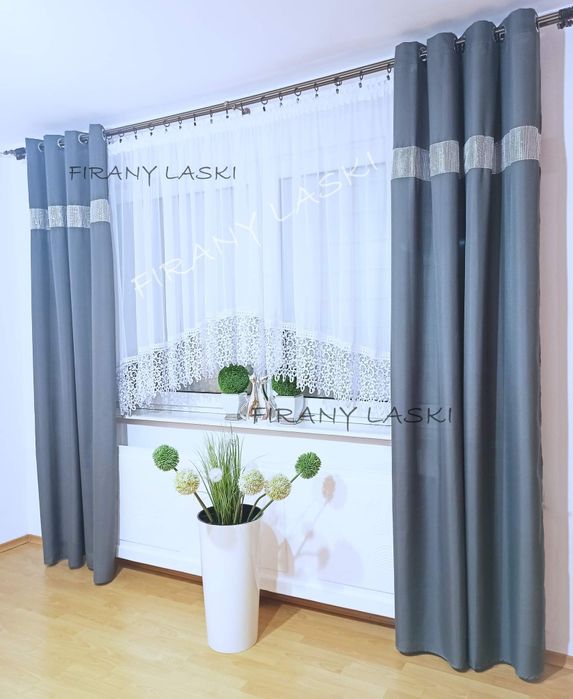 Firana gotowa łuk gipiurą woal 170x400 koronka firany firanki salon