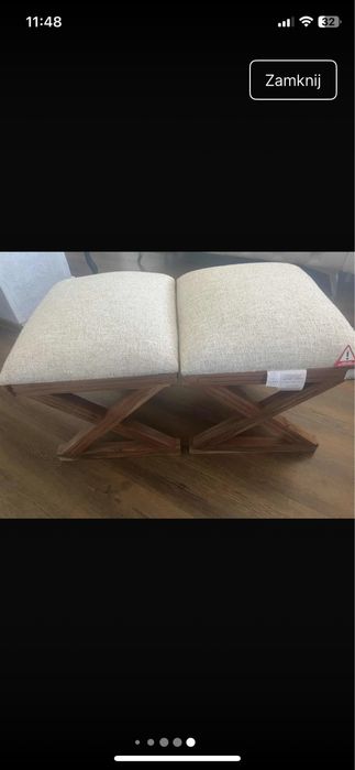 Pufki krzeselka nowe drewniane