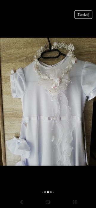 Sukienka komunijna + torebka + wianuszek + rękawiczki + sweterek