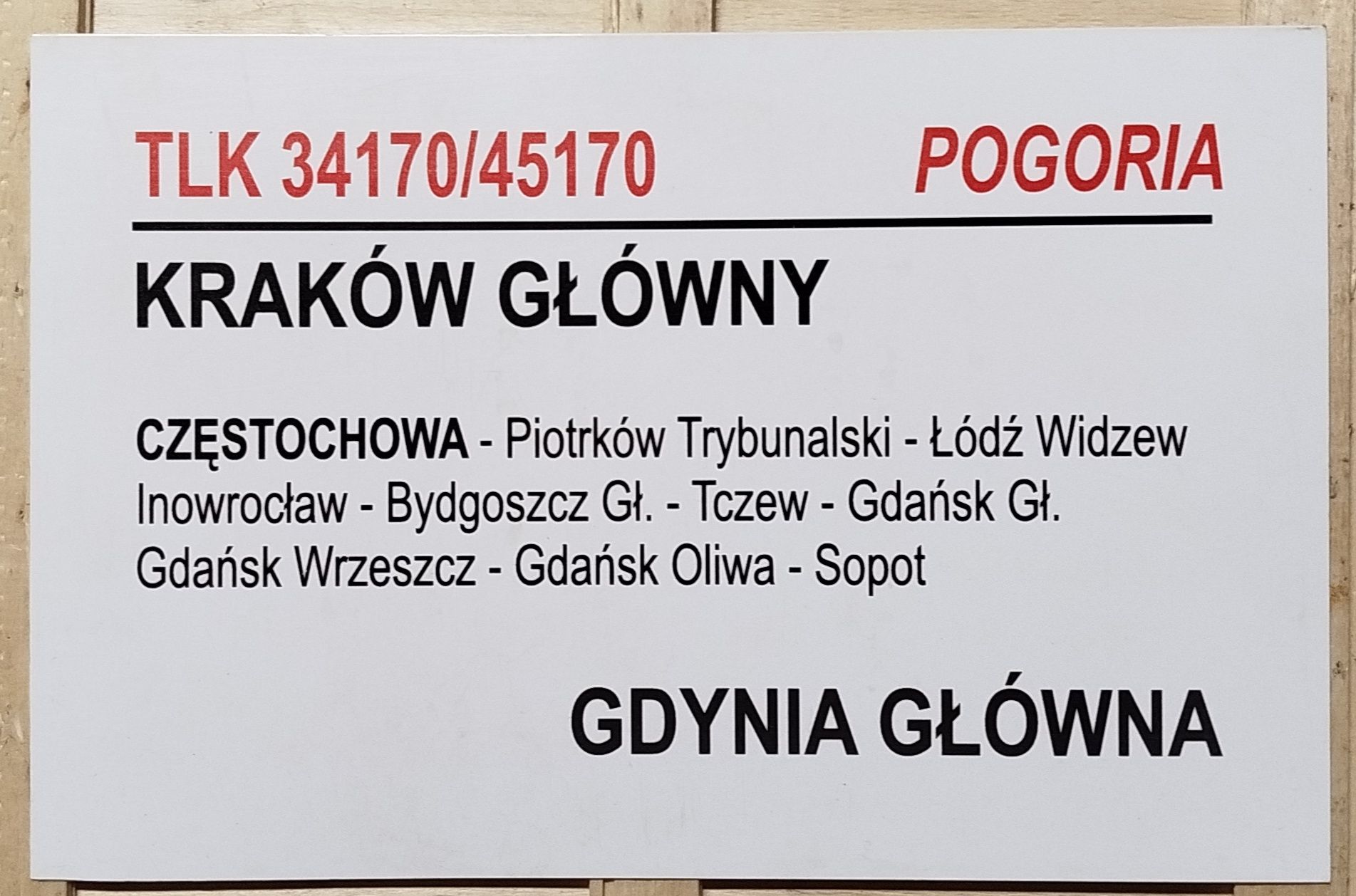 Tablica kierunkowa TLK Pogoria