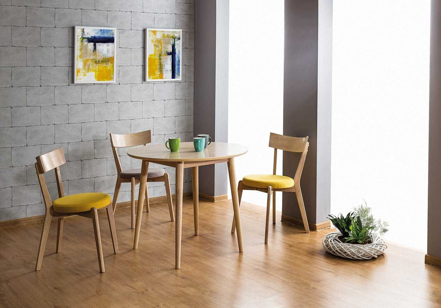 Stół drewniany okrągły NELSON MDF kolor dąb miodowy 90X90