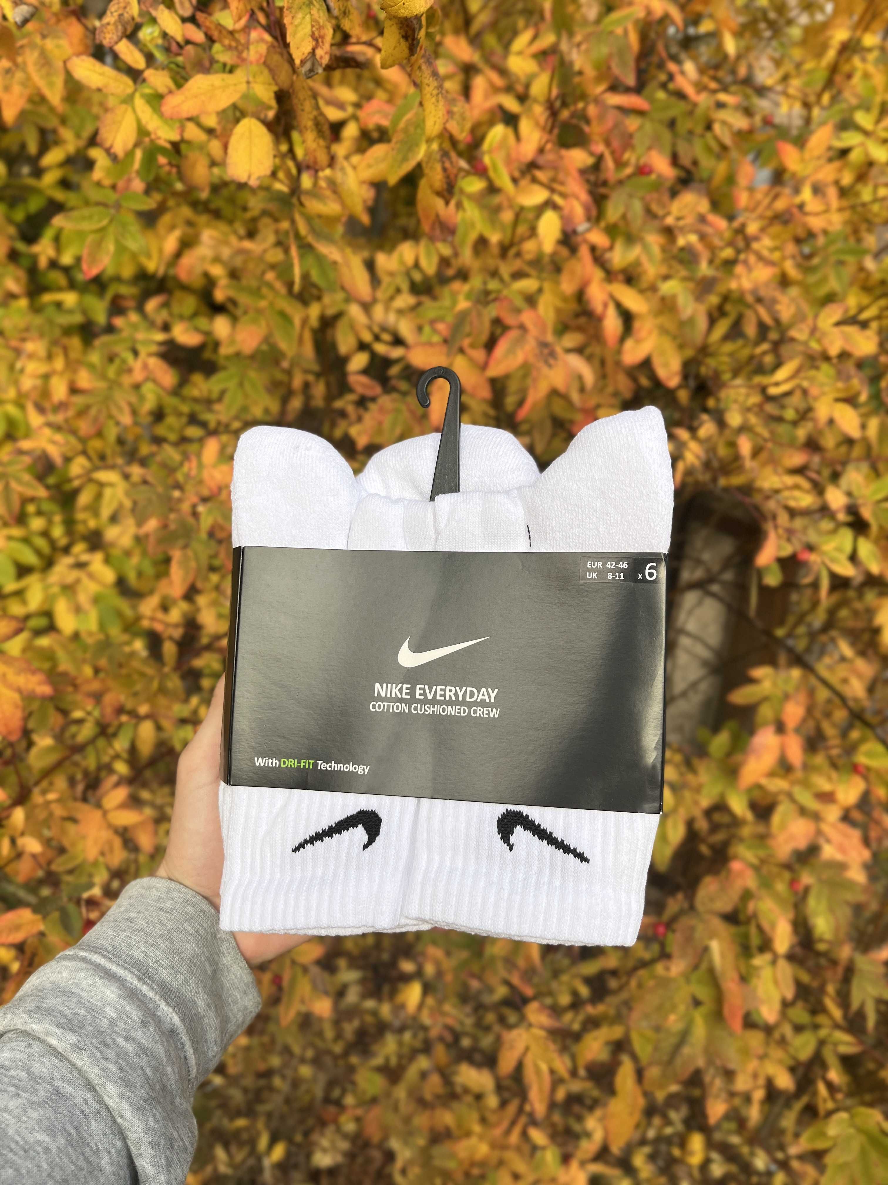 Високі ОРИГінальні Носки Nike Everyday по 6 пар, 42, 43, 44 білі