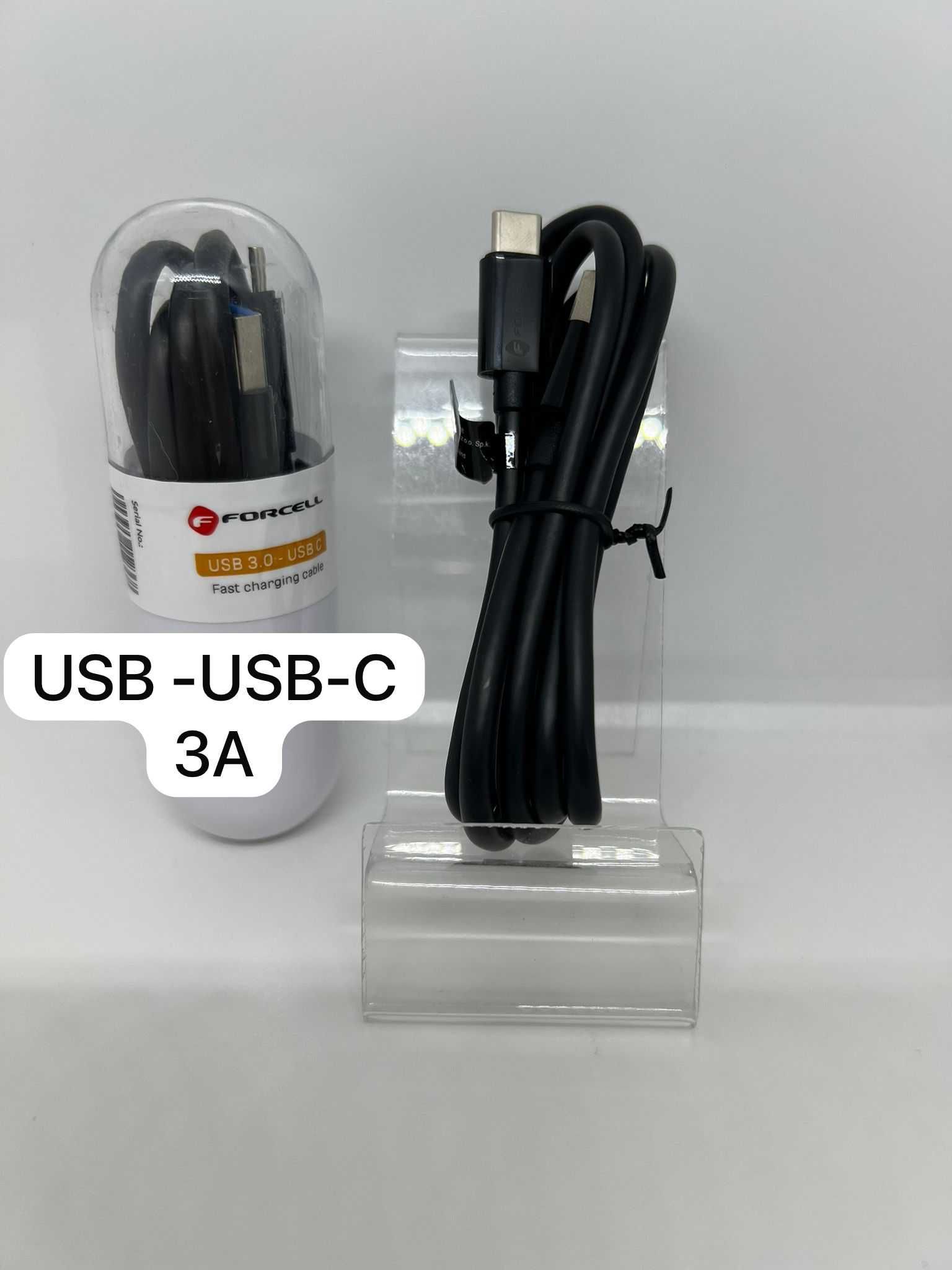 Kabel USB do Typ C 3.0 QC3.0 3A TUBA czarny 1 metr FORCELL 1