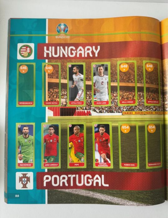 Caderneta Futebol EURO 2020 Incompleta com 100 Cromos Colados