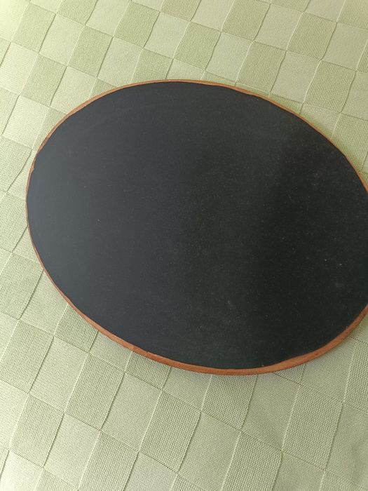 Tabuleiro decorativo de madeira e vidro. Antigo