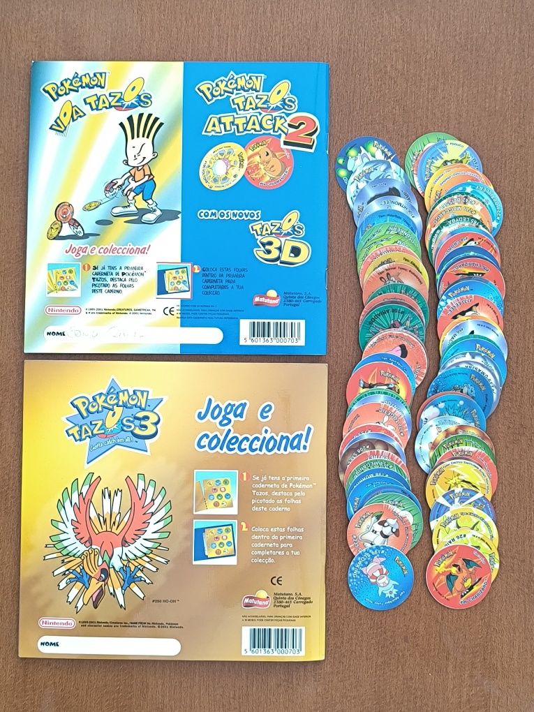 Lote de 75 x Tazos Pokémon + cadernetas Matutano