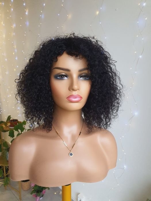 Peruka z włosów naturalnych czarna loki loczki afroloki Eva