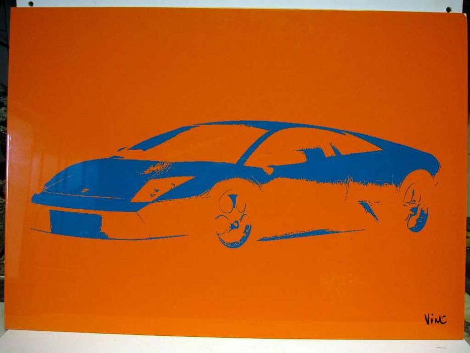 quadro de carro esportivo - assinado VINC -  sobre alumínio