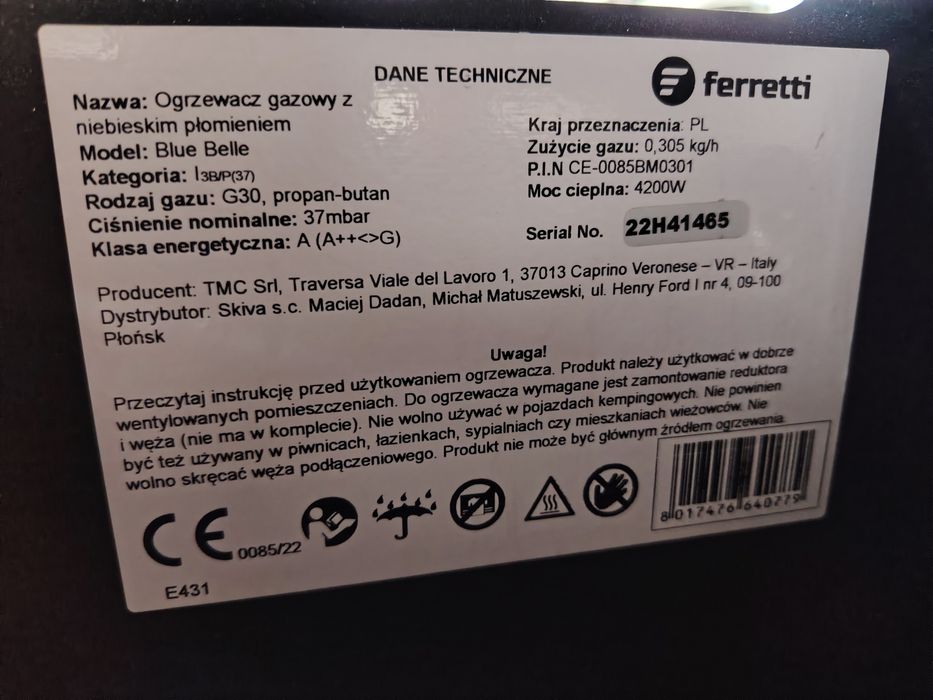 Piecyk gazowy z butla