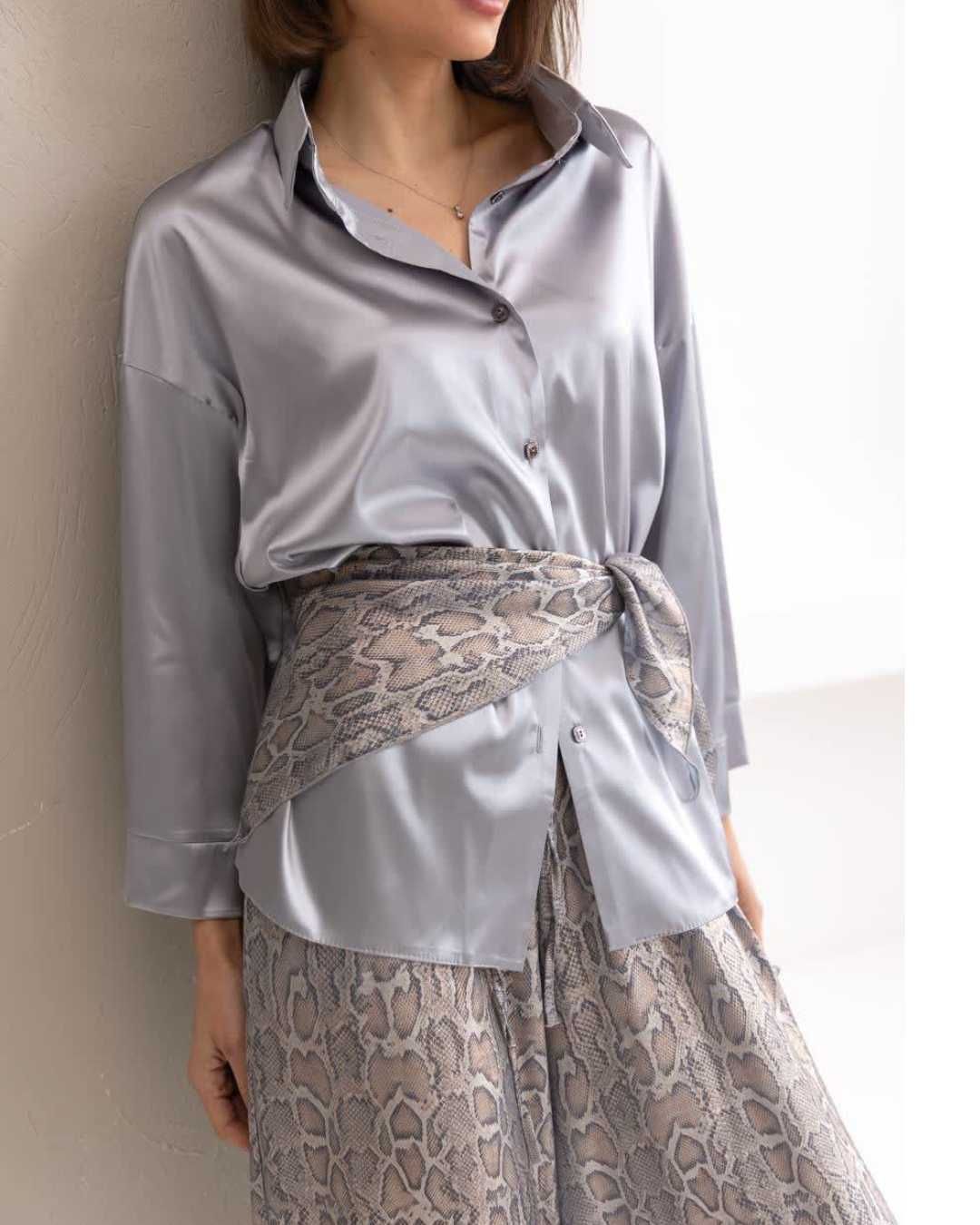 Жіночий костюм oversize шовк віскоза сорочка брюки