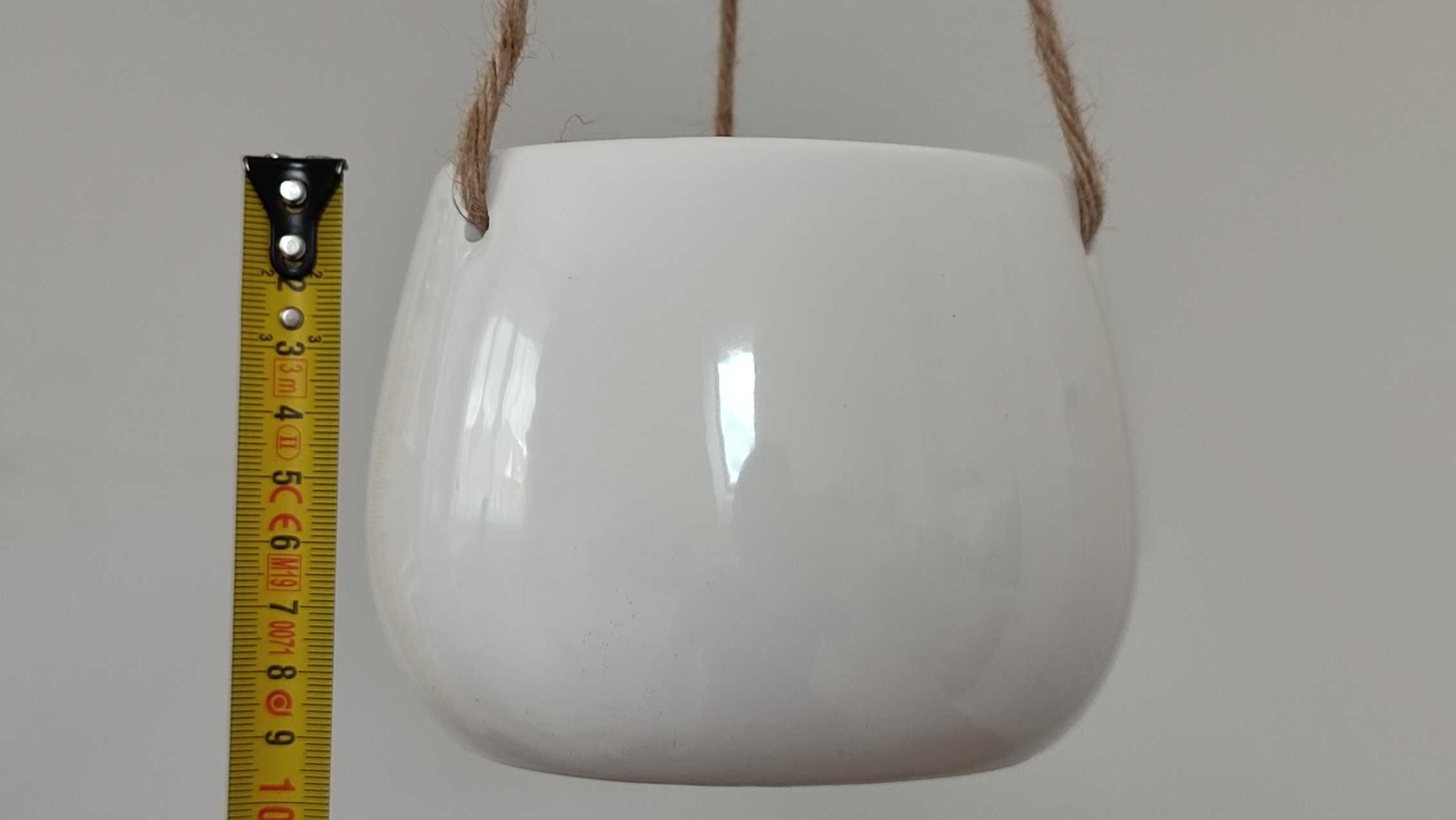 Doniczka wisząca biała ceramiczna do okna na balkon (4 sztuki)