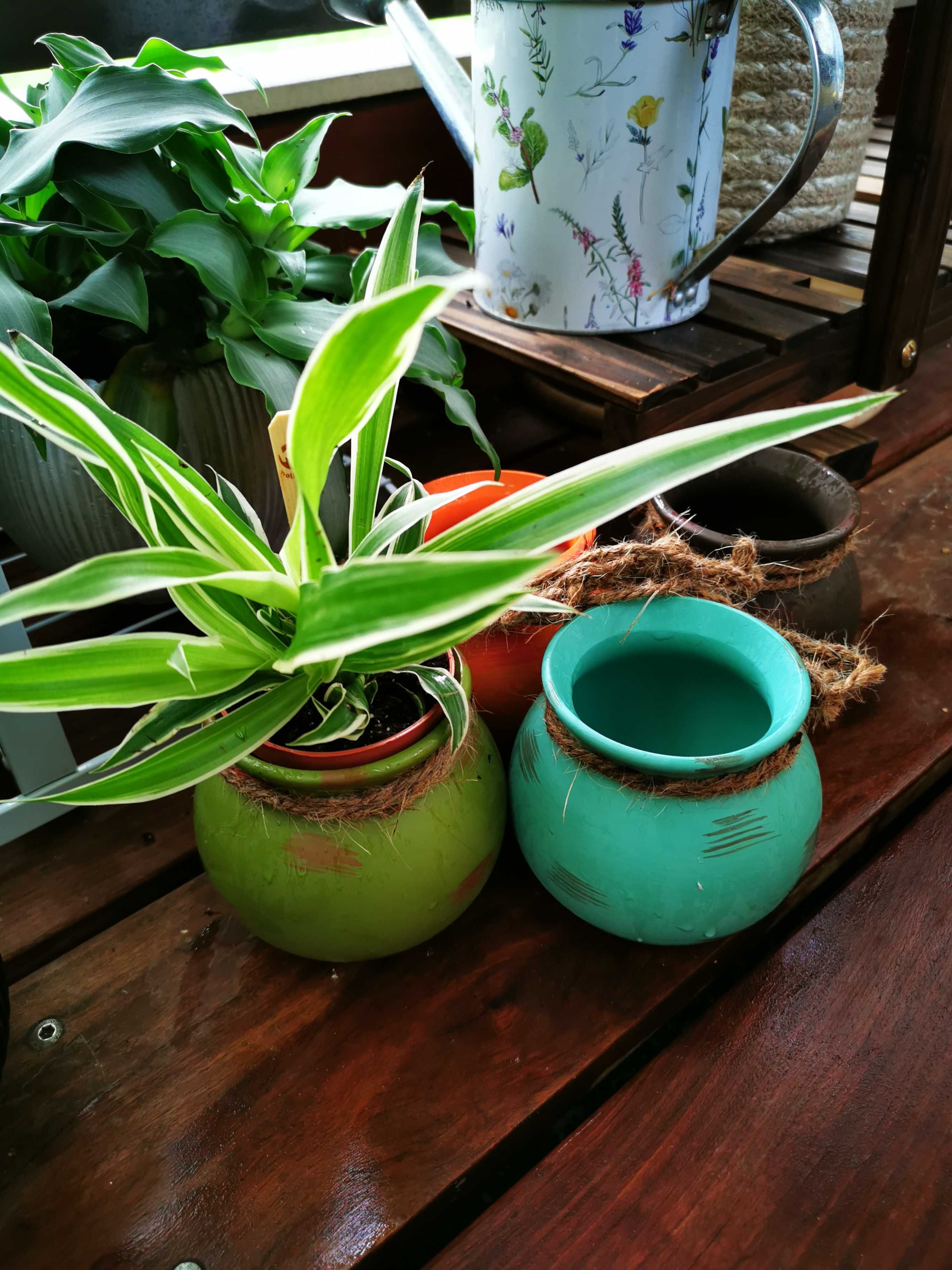 Zestaw wiszących doniczek na sznurku na taras balkon dekoracja