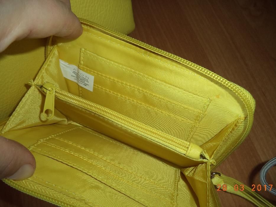 komplet torebka+portfel na prezent,żółty,kanarkowy