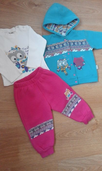 Костюм флисовый (кофта,штанишки,реглан) для девочки р.80 1 год