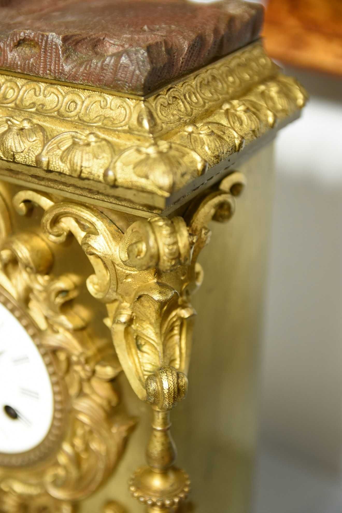 Cały z BRĄZU Unikat ! XIX wiek Francja zegar kominkowy stojący