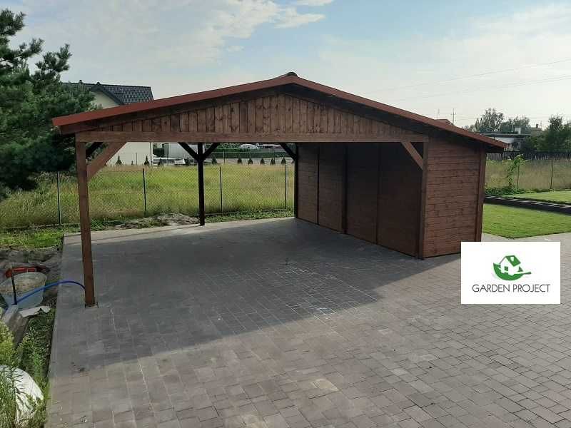 wiata carport2 z pomieszczeniem gospodarczym MIDI