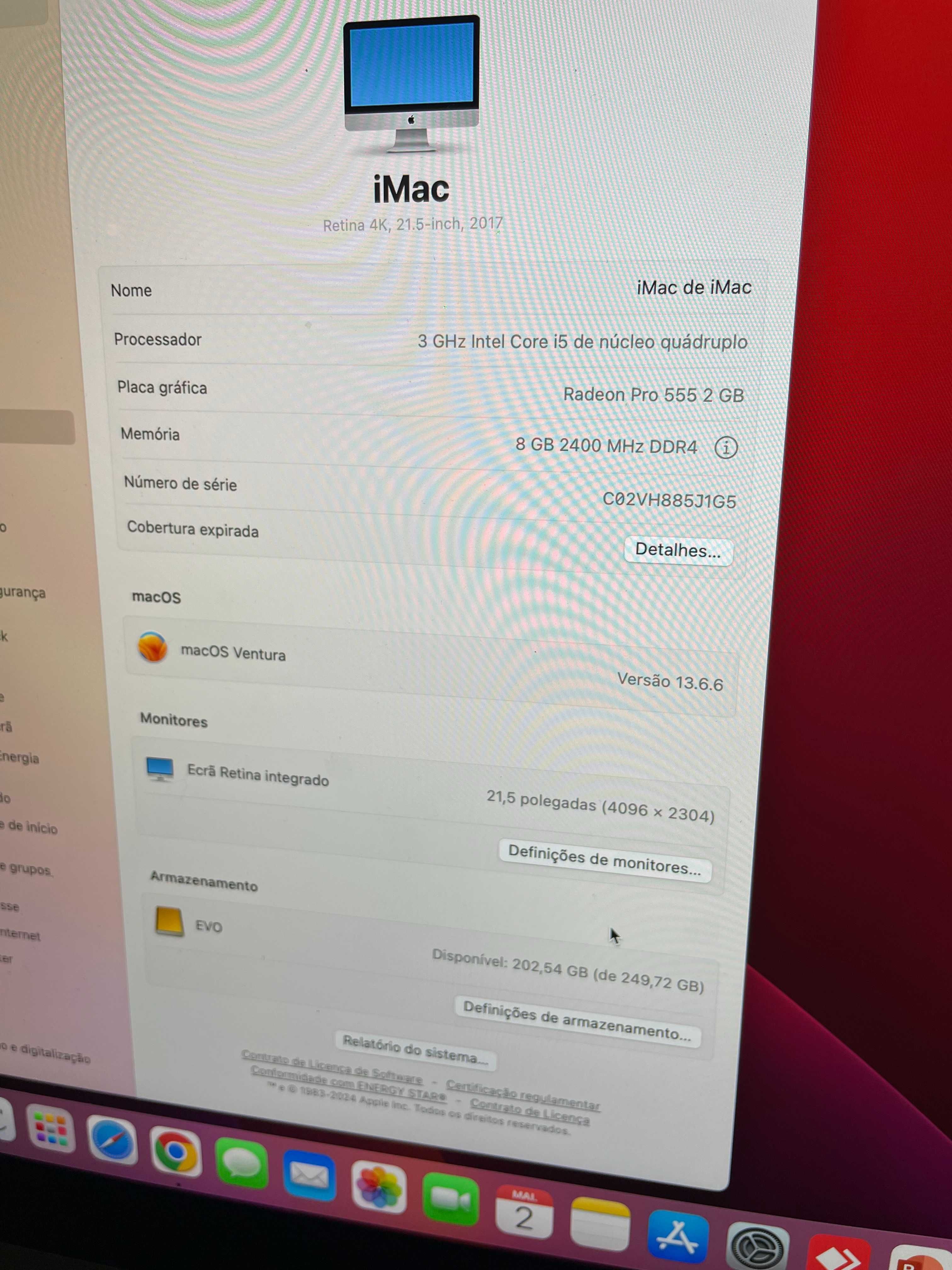 iMac Retina 4K 21.5" 2017 Intel i5, 8GB, 256GB SSD Evo 1TB  Radeon Pro