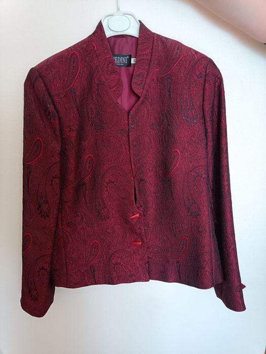 Marynarka żakiet damska czerwona burgundowa