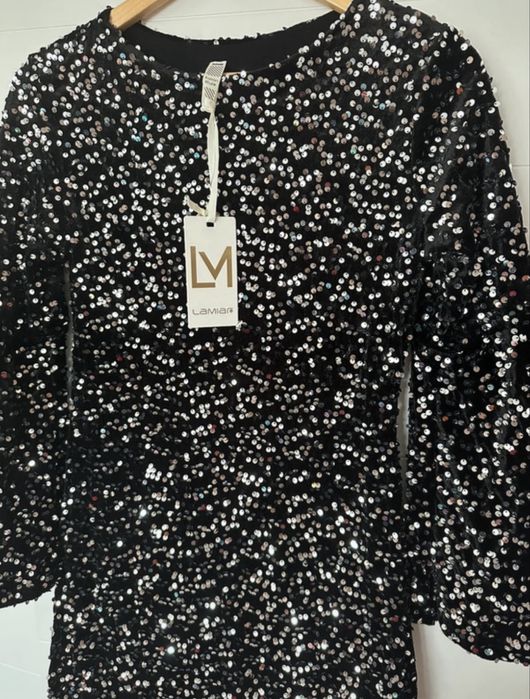 NOWA włoska sukienka sylwestrowa Lamiar cekiny Italy rozmiar uni